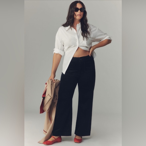 NWT Anthropologie The Colette Maeve Corduroy Wide-Leg Pants in Black 30 Tall - Picture 5 of 11